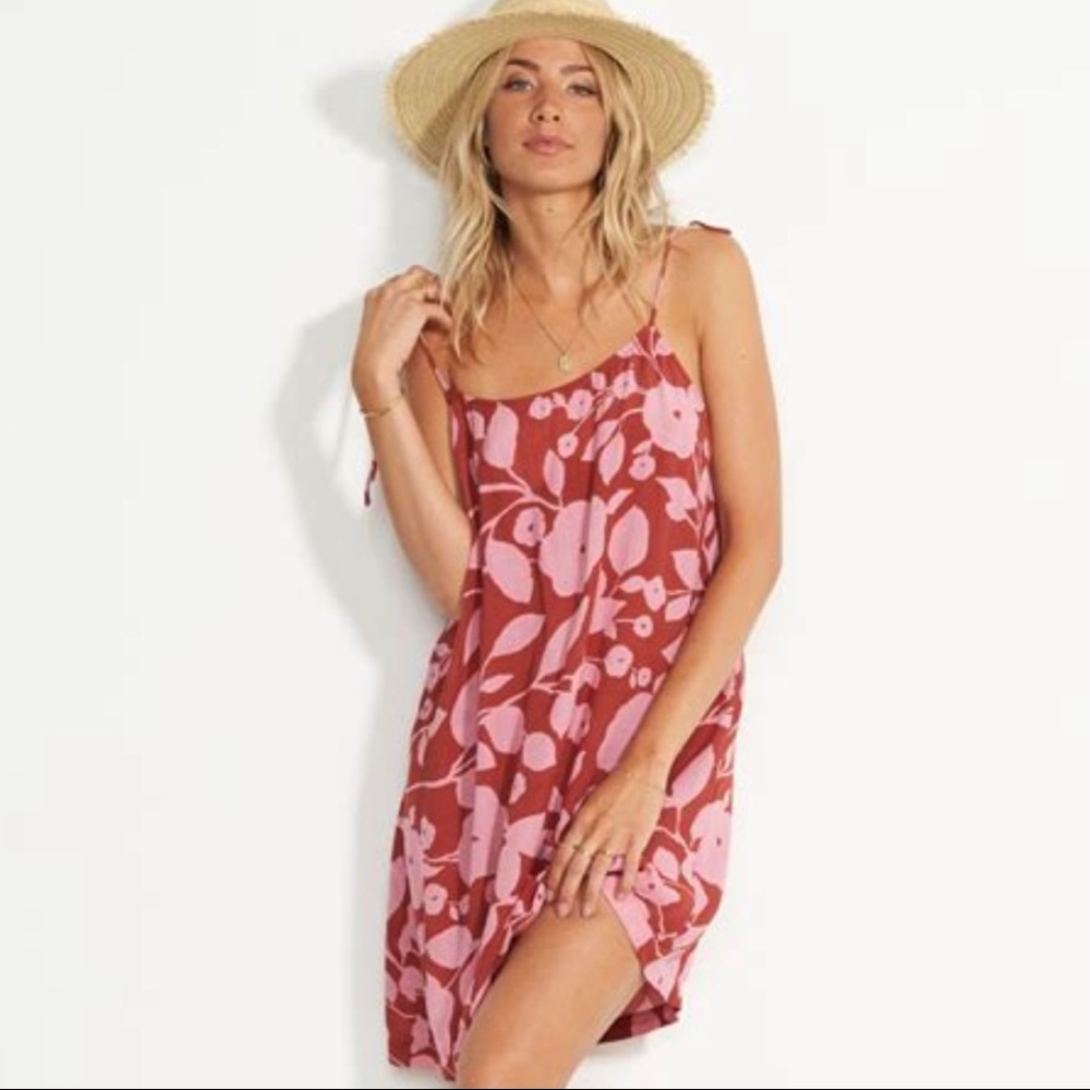 Billabong Night Out Mini Dress Pink Red, Medium